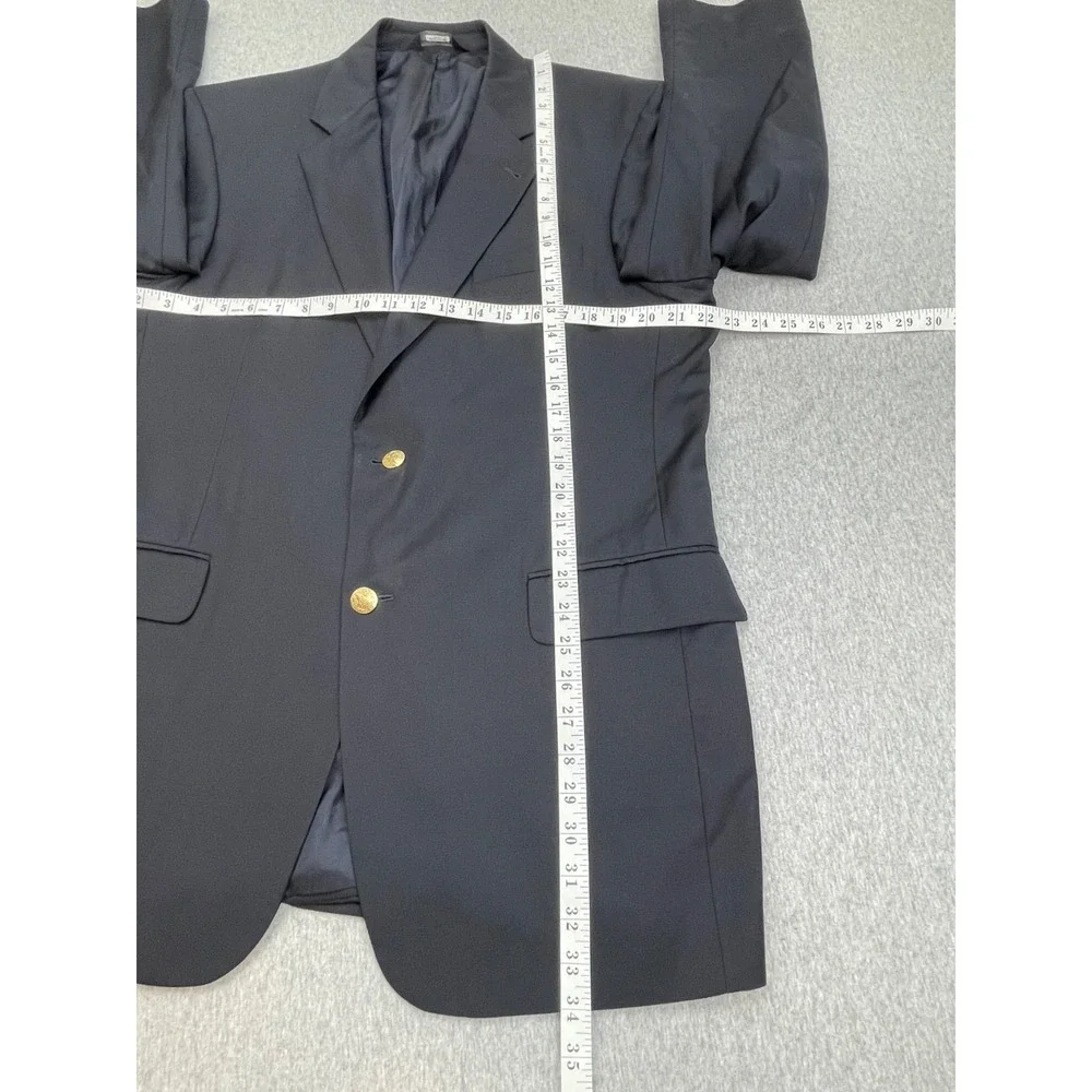 Jos A Bank Blazer Mens 43R Navy Blue 100% Wool 2-Button Gold Single Breast